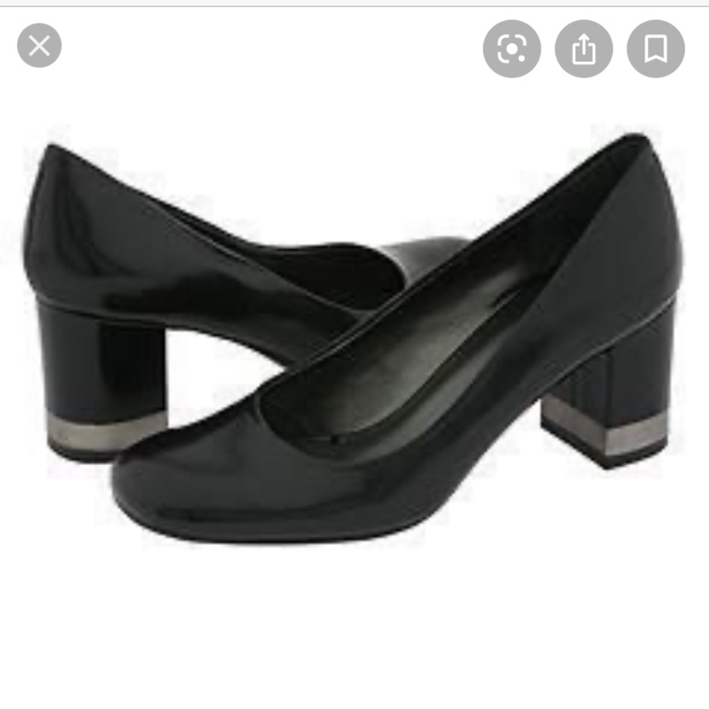 Nine West Black Block Heel Square Leather Pumps 🖤